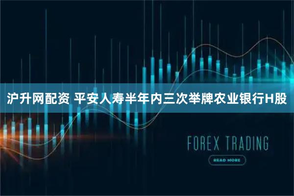 沪升网配资 平安人寿半年内三次举牌农业银行H股