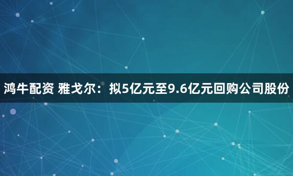 鸿牛配资 雅戈尔：拟5亿元至9.6亿元回购公司股份
